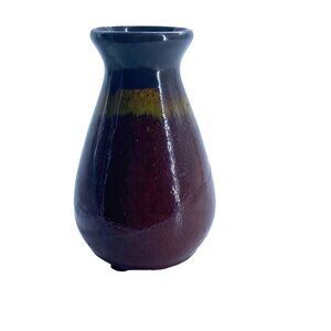 Vintage Handcrafted Ceramic Vase Decor 4.25 Inches Multicolor Glaze